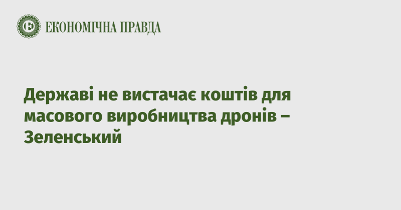 Держава стикається з фінансовими труднощами, що заважають розгорнути масштабне виробництво дронів, заявив Зеленський.